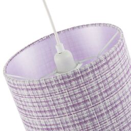 Happy Homewares Cross Hatch Design Textured Linen Fabric Lamp Shade in Lilac & White - Size: 10 inches - thumbnail 5