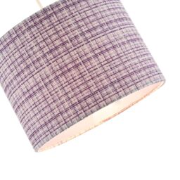 Happy Homewares Cross Hatch Design Textured Linen Fabric Lamp Shade in Lilac & White - Size: 10 inches - thumbnail 3