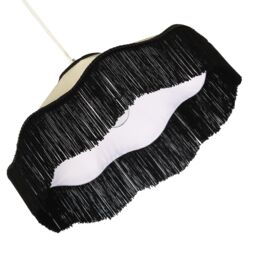 Happy Homewares Chic Victorian Pendant Lamp Shade in Cream Faux Silk with Black Trims - thumbnail 3
