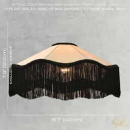 Happy Homewares Chic Victorian Pendant Lamp Shade in Cream Faux Silk with Black Trims - thumbnail 7