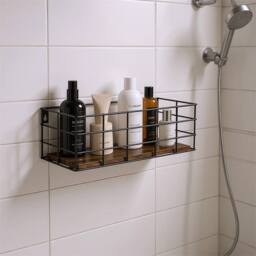 SPETLEK 4x Wall Mounted Metal Wire Shelves Space Saving in Brown - thumbnail 4