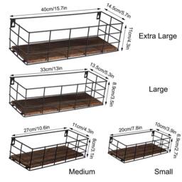 SPETLEK 4x Wall Mounted Metal Wire Shelves Space Saving in Brown - thumbnail 2