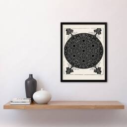 Artery8 Albrecht Durer Knob With Seven Hexagonal Stars Framed Wall Art Print in White - Size: A4 - thumbnail 2