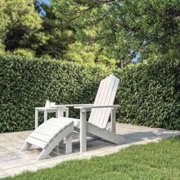 Berkfield Home Garden Adirondack Chair with Footstool HDPE White - thumbnail 2