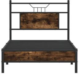 Berkfield Home Bed Frame without Mattress Smoked Oak 90x190 cm Single Engineered Wood in Brown - thumbnail 6