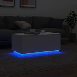 Berkfield Home Coffee Table with LED Lights White 90x50x40 cm - Size: 90 x 50 x 40 cm - thumbnail 5