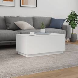 Berkfield Home Coffee Table with LED Lights White 90x50x40 cm - Size: 90 x 50 x 40 cm - thumbnail 4
