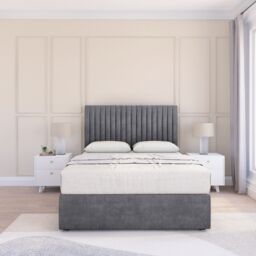 "Sloomy Manhattan Coniston Bed Set With No Drawers Mattress & 26"" Headboard in Dark Grey - Size: Double" - thumbnail 2