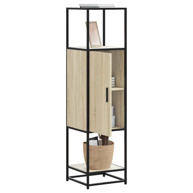 Berkfield Home Highboard Sonoma Oak 35.5x35x139 cm Engineered Wood & Metal in Brown - image 1