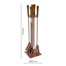 Ivyline Antique Copper Fireside Companion Set H74cm W20.5cm - Premium quality - Matching Log Storage Available - thumbnail 6