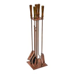 Ivyline Antique Copper Fireside Companion Set H74cm W20.5cm - Premium quality - Matching Log Storage Available - thumbnail 2