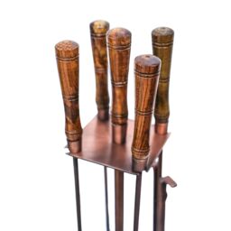 Ivyline Antique Copper Fireside Companion Set H74cm W20.5cm - Premium quality - Matching Log Storage Available - thumbnail 4