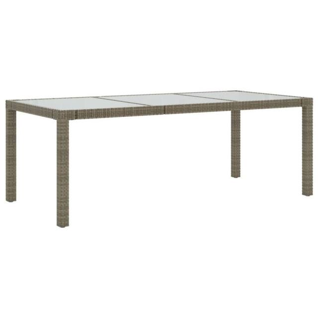 Berkfield Home Garden Table Grey 190x90x75 cm Tempered Glass & Poly Rattan - Size: 190 x 90 x 75 cm - image 1