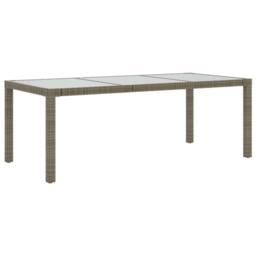 Berkfield Home Garden Table Grey 190x90x75 cm Tempered Glass & Poly Rattan - Size: 190 x 90 x 75 cm - thumbnail 1