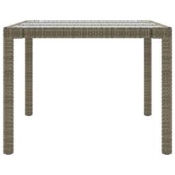 Berkfield Home Garden Table Grey 190x90x75 cm Tempered Glass & Poly Rattan - Size: 190 x 90 x 75 cm - thumbnail 4