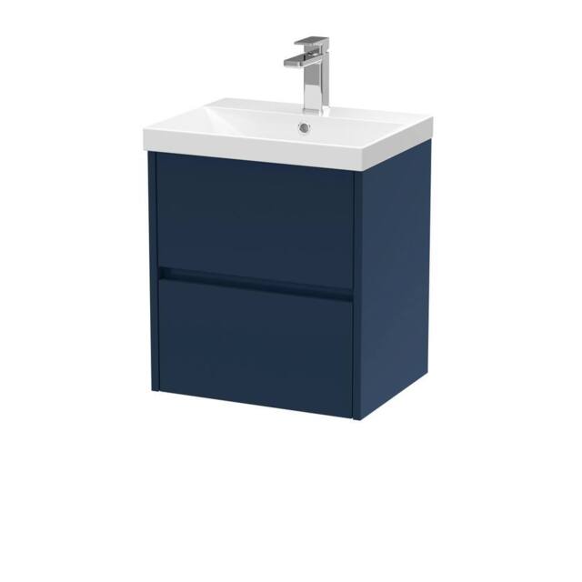 Balterley Chartley Contemporary 2 Drawer Wall Hung Vanity Basin Unit, 500mm in Blue - image 1