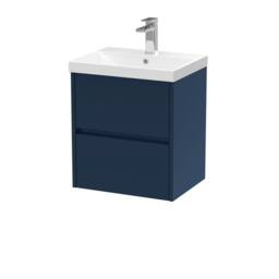 Balterley Chartley Contemporary 2 Drawer Wall Hung Vanity Basin Unit, 500mm in Blue - thumbnail 1