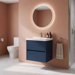 Balterley Chartley Contemporary 2 Drawer Wall Hung Vanity Basin Unit, 500mm in Blue - thumbnail 2