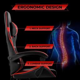 Lishetimig Ergonomic Gaming Chair in Red - thumbnail 4