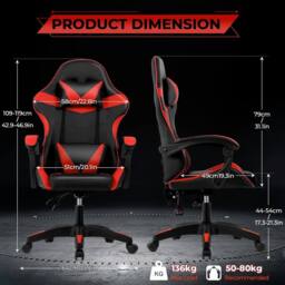 Lishetimig Ergonomic Gaming Chair in Red - thumbnail 2