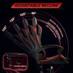 Lishetimig Ergonomic Gaming Chair in Red - thumbnail 3
