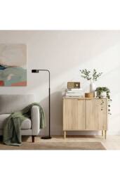Living and Home Modern Sideboard with Double Doors & Adjustable Interior in Natural - thumbnail 2