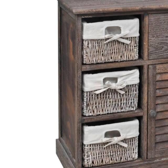 Berkfield Home Stunning Wooden Cabinet 3 Left Weaving Baskets Brown - image 1