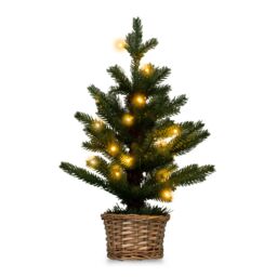Gymax Tabletop Pre-lit Christmas Tree 96 Tips & 20 Lights With Pot Mini Xmas Decor in Green - thumbnail 1