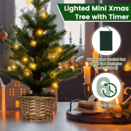 Gymax Tabletop Pre-lit Christmas Tree 96 Tips & 20 Lights With Pot Mini Xmas Decor in Green - thumbnail 6