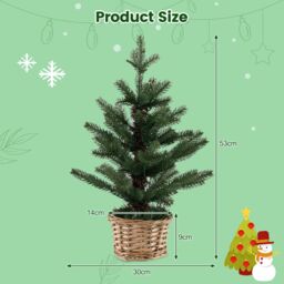 Gymax Tabletop Pre-lit Christmas Tree 96 Tips & 20 Lights With Pot Mini Xmas Decor in Green - thumbnail 2