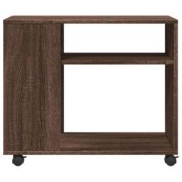 Berkfield Home Side Table with Wheels Brown Oak 70x35x60 cm Engineered Wood - Size: 70 x 35 x 60 cm - thumbnail 5