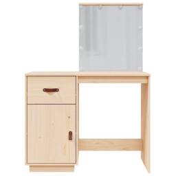 Berkfield Home Beautiful Dressing Table with LED 95x50x133.5 cm Solid Wood Pine in Natural - thumbnail 6