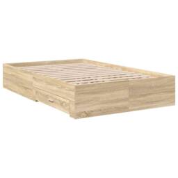 Berkfield Home Modern Bed Frame without Mattress with Drawers Double Engineered Wood in Beige - thumbnail 7