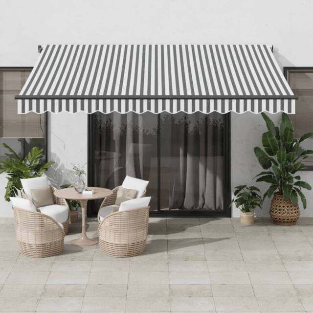 Berkfield Home Manual Retractable Awning Anthracite & White 400x350 cm in Charcoal - image 1