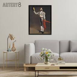 "Artery8 Matador Saluting Portrait Painting Manet Black Framed Canvas Wall Art in Brown - Size: W12"" x H16""" - thumbnail 3