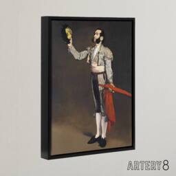 "Artery8 Matador Saluting Portrait Painting Manet Black Framed Canvas Wall Art in Brown - Size: W12"" x H16""" - thumbnail 2
