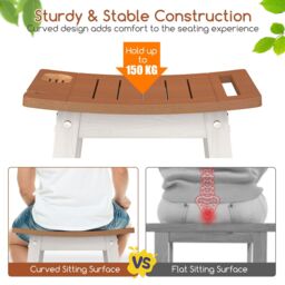 Gymax Shower Bench Seat HIPS Shower Stool With Handle & Shower Head in Brown - thumbnail 3