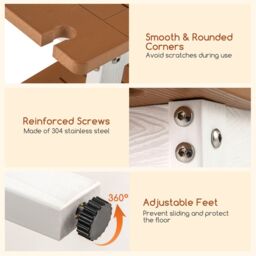 Gymax Shower Bench Seat HIPS Shower Stool With Handle & Shower Head in Brown - thumbnail 6