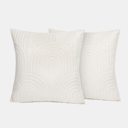 OHS 2 x Quilted Arches Pinsonic Cushion Covers Home Décor in Cream - Size: 45 cm x 45 cm - thumbnail 3