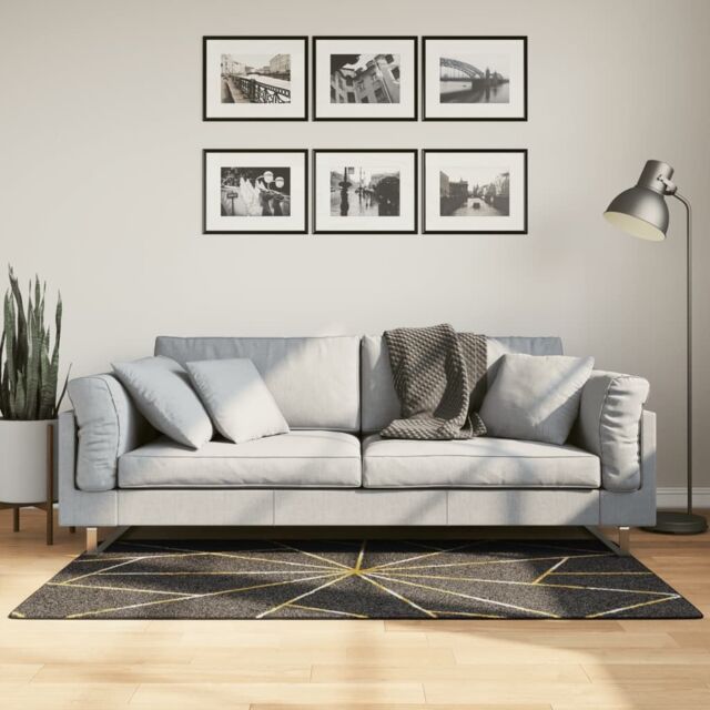 Berkfield Home Rug Washable Black & Gold 80x150 cm Anti Slip - Size: 100 cm diameter - image 1