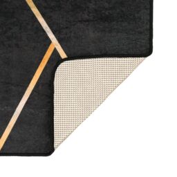 Berkfield Home Rug Washable Black & Gold 80x150 cm Anti Slip - Size: 100 cm diameter - thumbnail 4