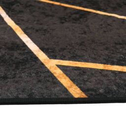 Berkfield Home Rug Washable Black & Gold 80x150 cm Anti Slip - Size: 100 cm diameter - thumbnail 6