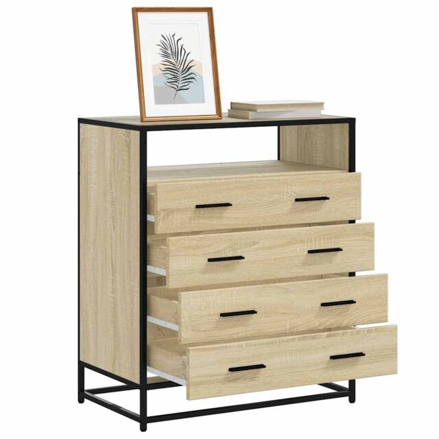 Berkfield Home Drawer Cabinet Sonoma Oak 70x41x83.5 cm Engineered Wood in Brown - image 1