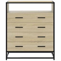 Berkfield Home Drawer Cabinet Sonoma Oak 70x41x83.5 cm Engineered Wood in Brown - thumbnail 4