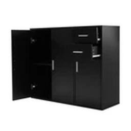 EONLION Wooden Sideboard Cabinet Cupboard Unit Storage Furniture Black - thumbnail 4