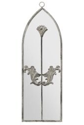 "MirrorOutlet Concrete Colour Metal Framed Arched Wall Mirror 24""x 8"" (60 X 20CM) in Grey - Size: 1 Pack" - thumbnail 5