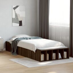 Berkfield Home Bed Frame without Mattress Brown Oak 100x200 cm - thumbnail 1