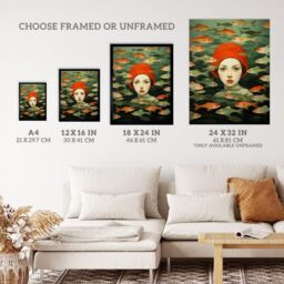 Wee Blue Coo Wall Art Print Gone Fishing Goldfish Red Green Bathroom Living Room Framed - Size: A4 - thumbnail 3