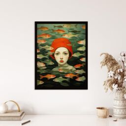 Wee Blue Coo Wall Art Print Gone Fishing Goldfish Red Green Bathroom Living Room Framed - Size: A4 - thumbnail 4
