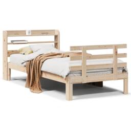 Berkfield Home Beautiful Bed Frame with Headboard without Mattress 75x190 cm Sma in Light Brown - thumbnail 2